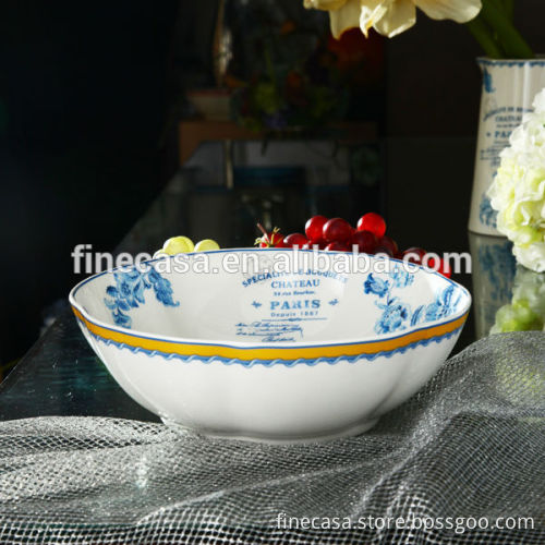 9 Inches Elegant Fine New Bone China Ceramic Decorative Fruit Bowl of New Classic